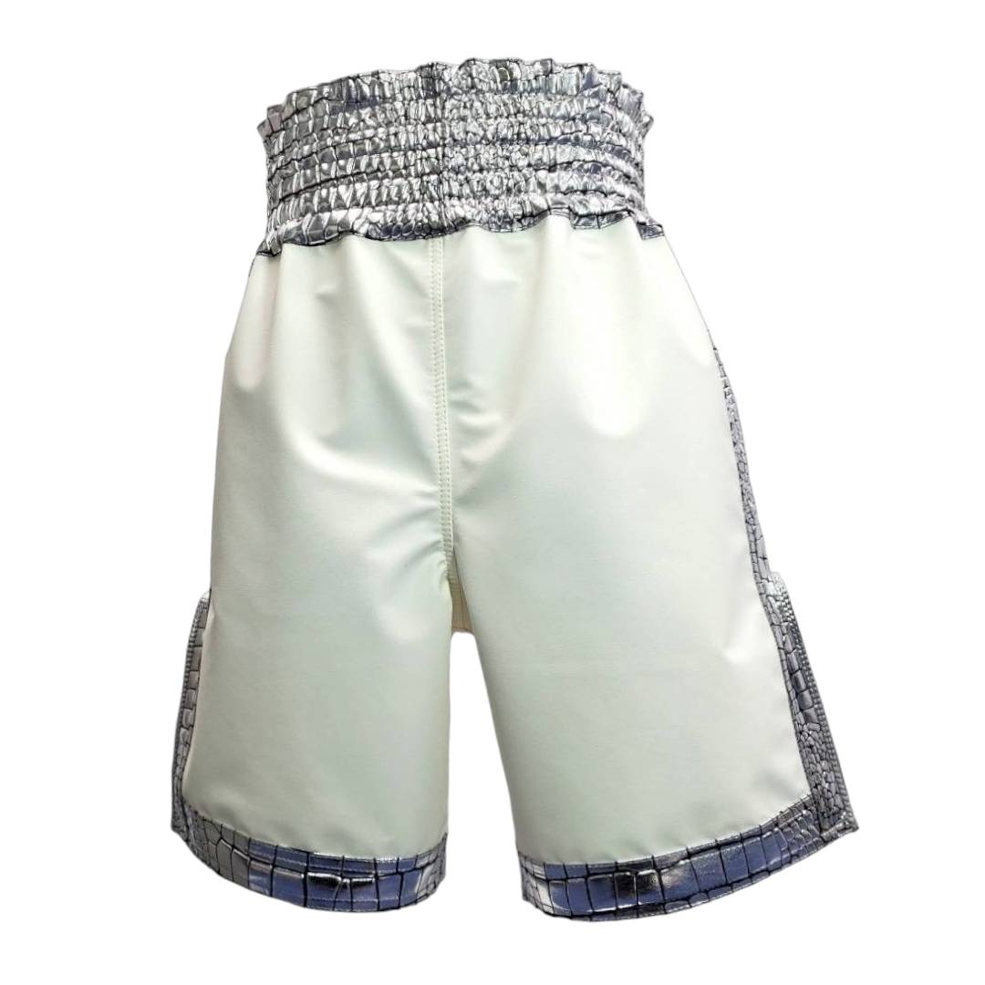 Crocodile line MODEL boxing shorts [White✕Silver] – FUEGO Global