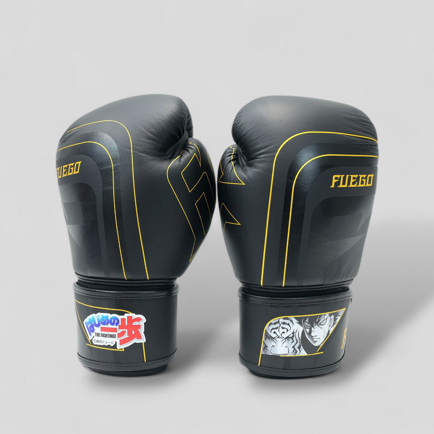 [Limited Edition] Hajime no Ippo × FUEGO Boxing Gloves – Sendo Takeshi Ver. [Black × Gold]