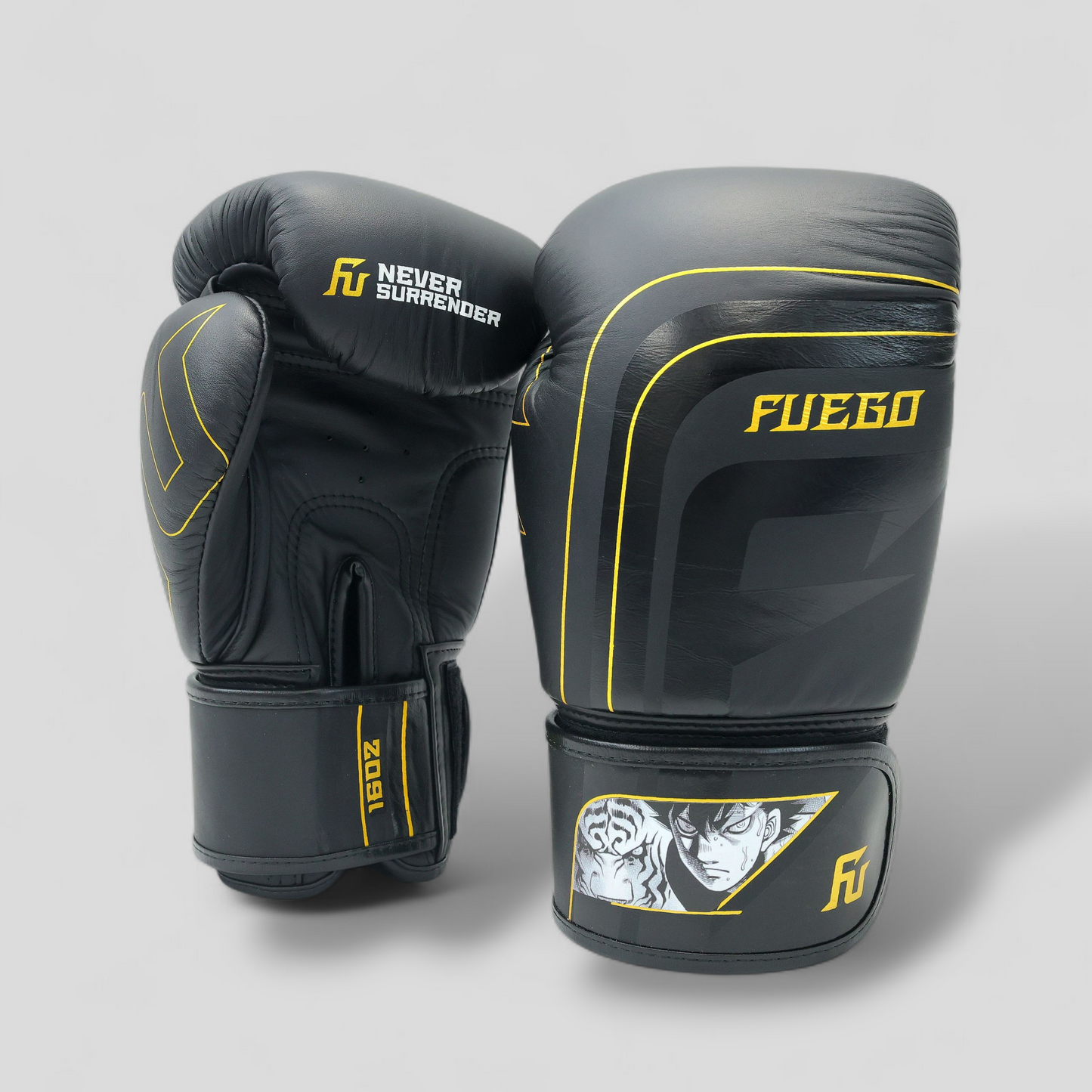[Limited Edition] Hajime no Ippo × FUEGO Boxing Gloves – Sendo Takeshi Ver. [Black × Gold]