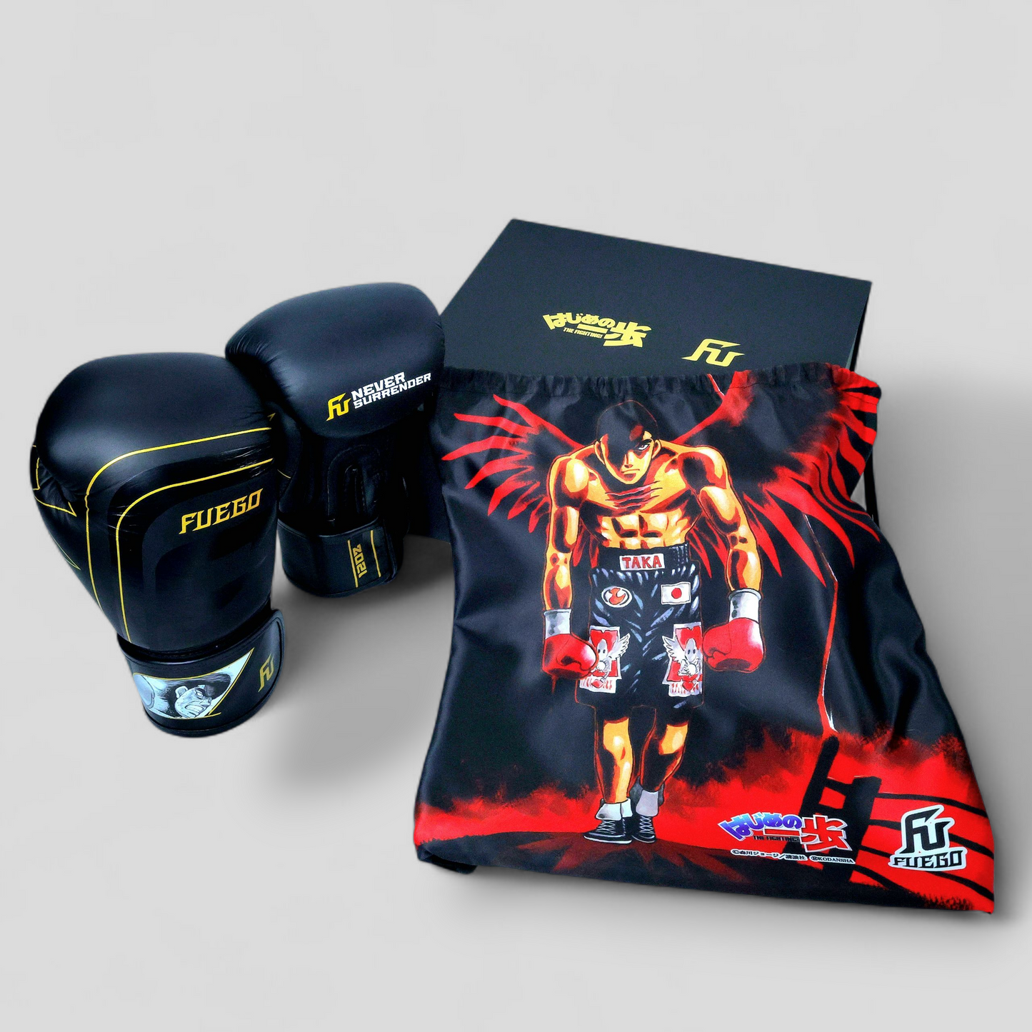[Pre-order] Hajime no Ippo x FUEGO Boxing Gloves Takamura Mamoru Ver. [Black x Gold]